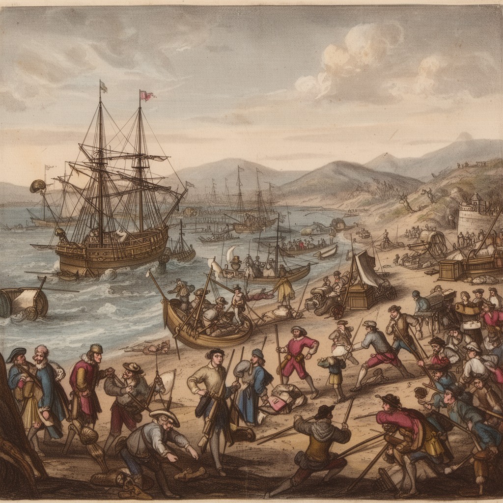 AI-generated illustration of 1611 Hudson Bay mutiny