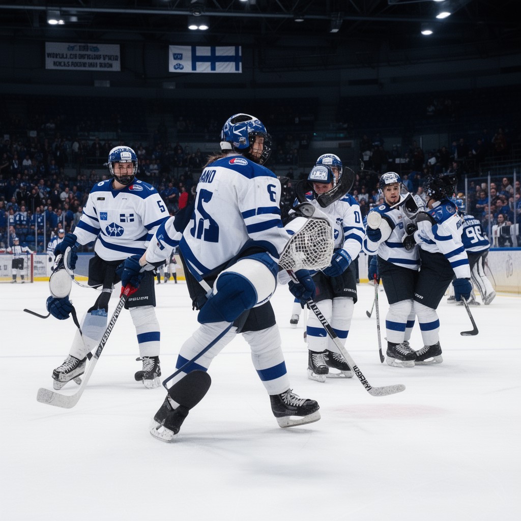 AI-generated illustration of Finland men's national junior ice hockey team