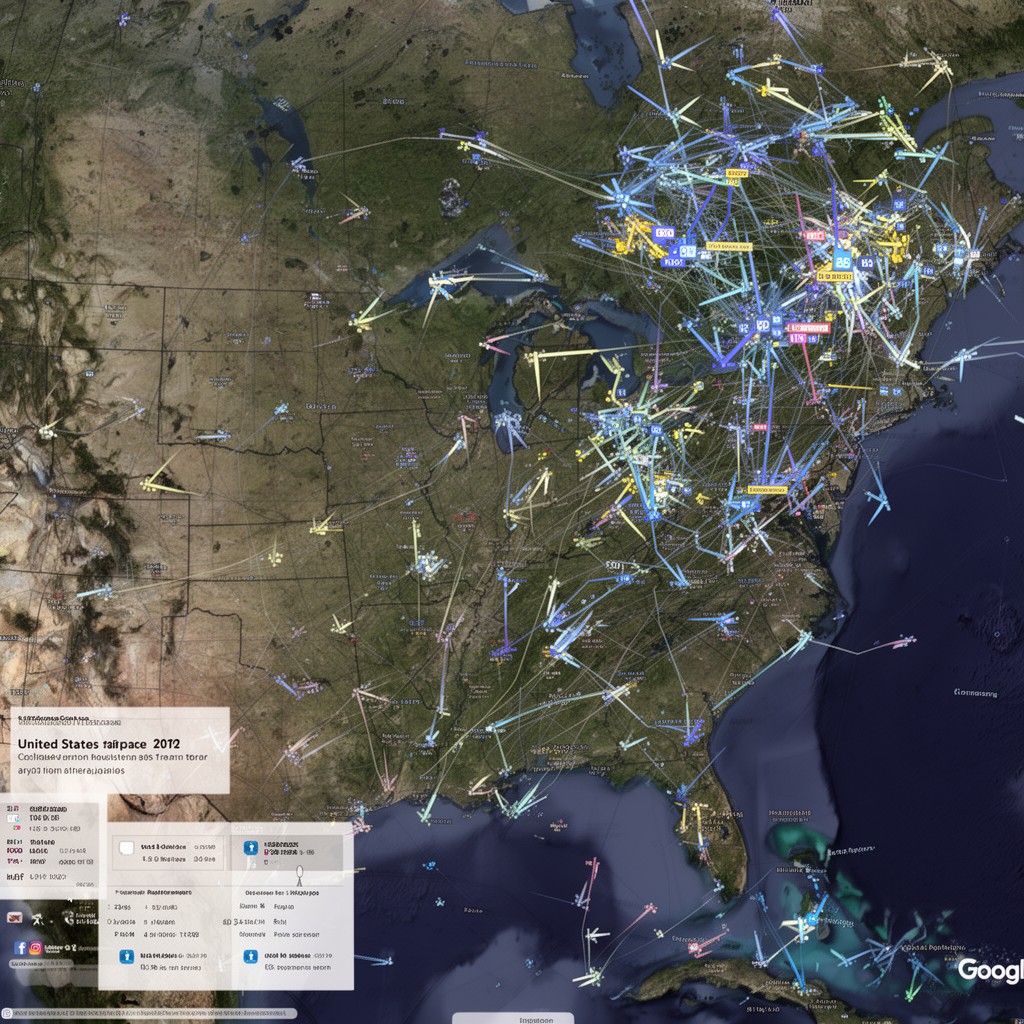 AI-generated illustration of United States airspace