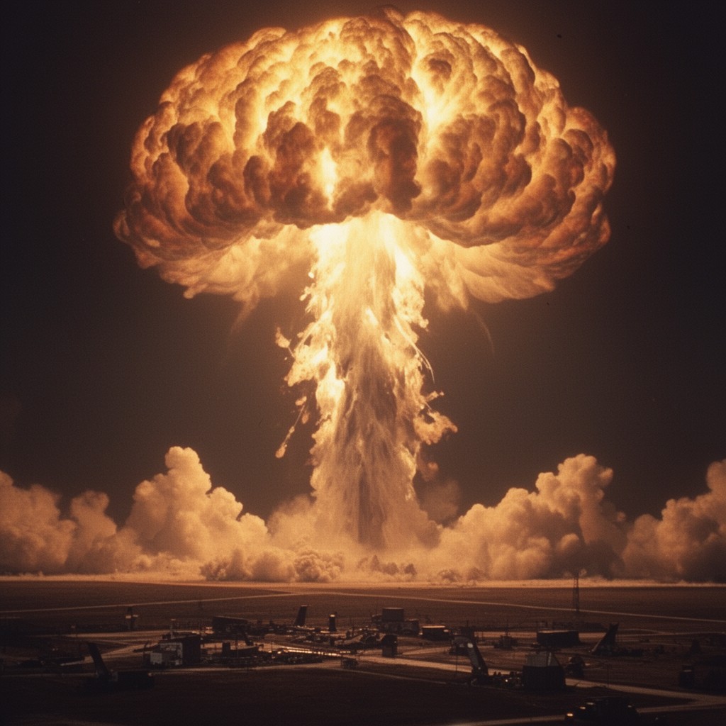 AI-generated illustration of United States nuclear weapons testing