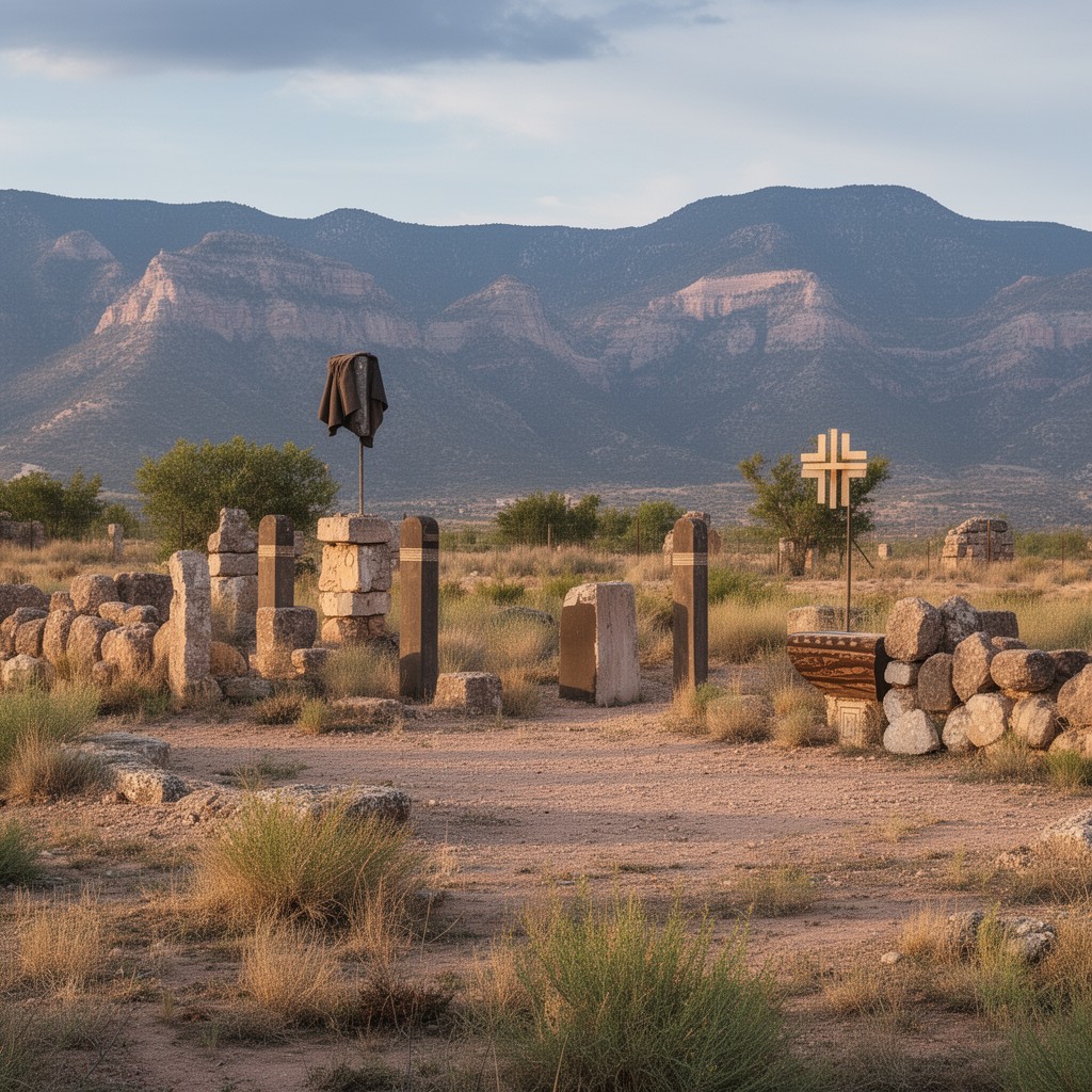 AI-generated illustration of El Camino Real de Tierra Adentro (New Mexico segments designated as NHL)