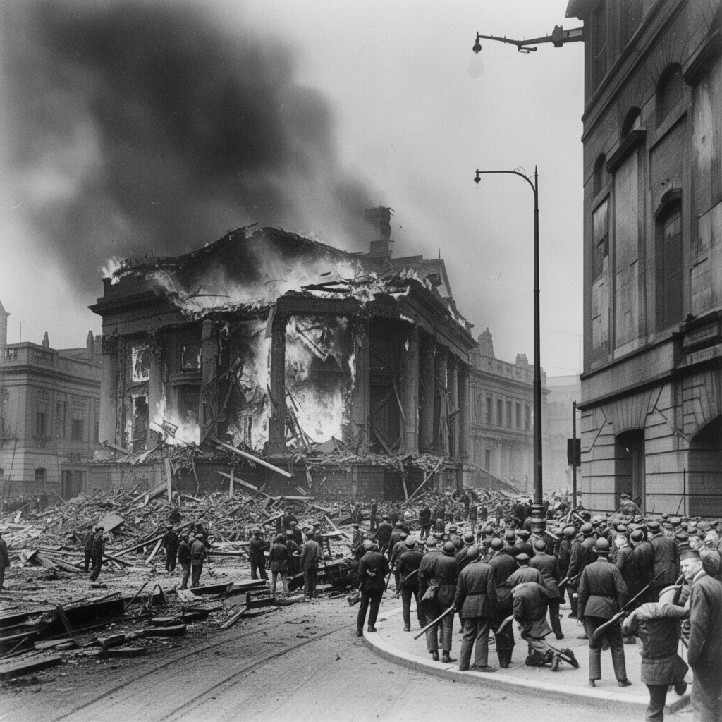 AI-generated illustration of Custom House attack