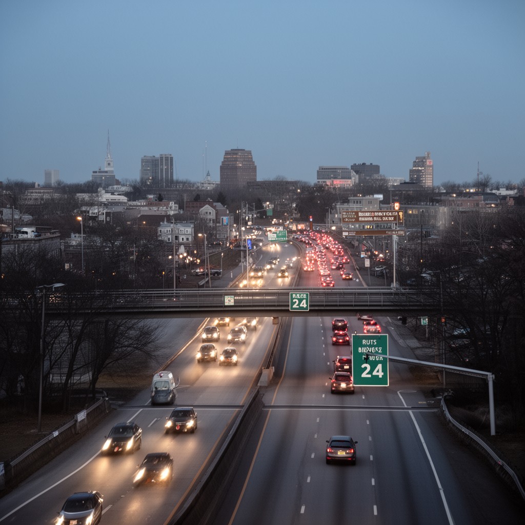 AI-generated illustration of Massachusetts Route 24