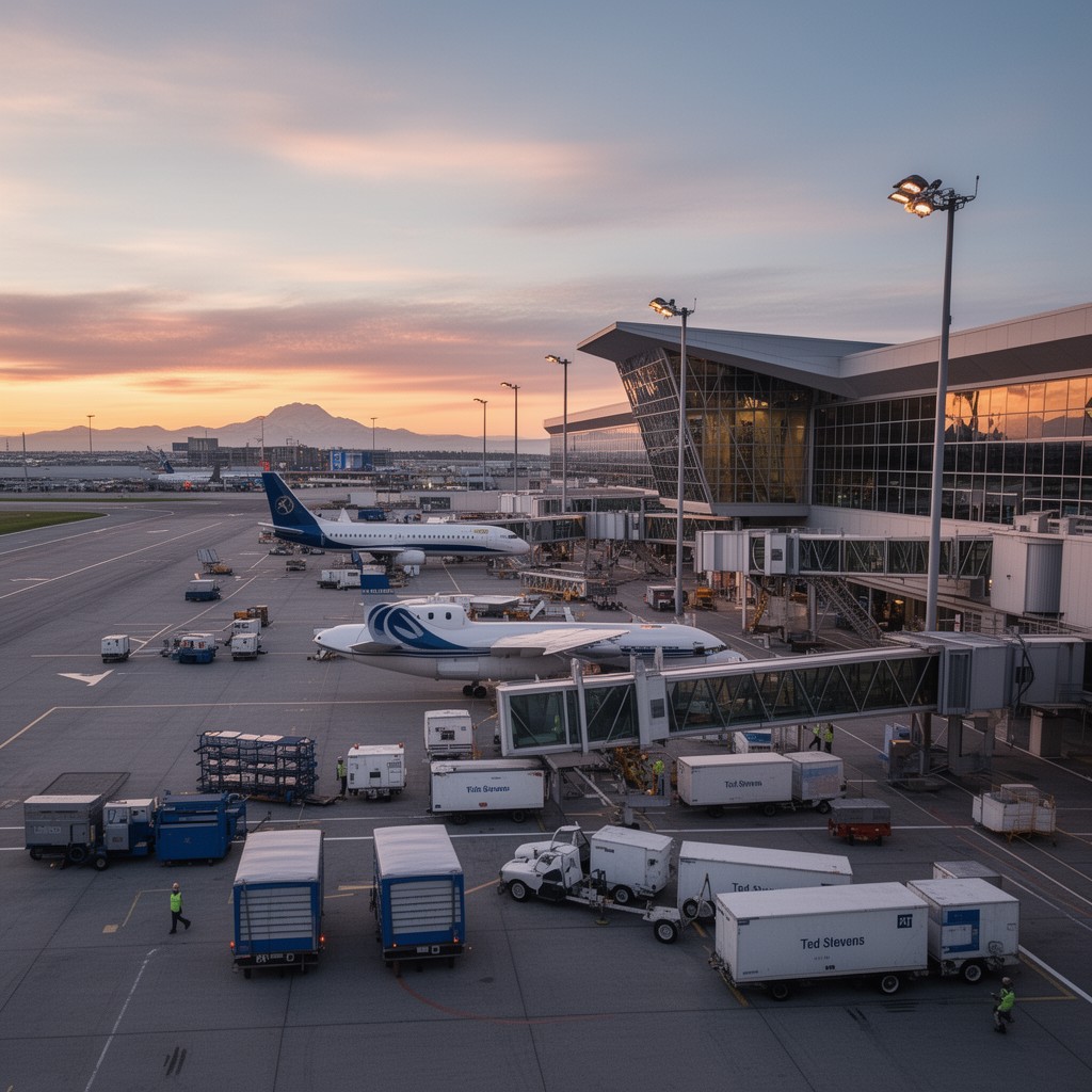AI-generated illustration of Ted Stevens Anchorage International Airport