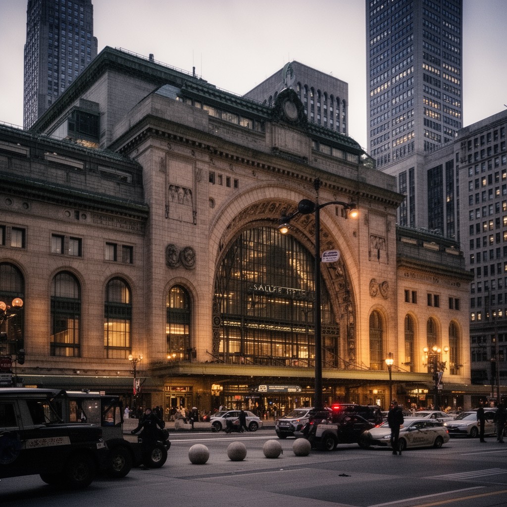AI-generated illustration of LaSalle Street Station