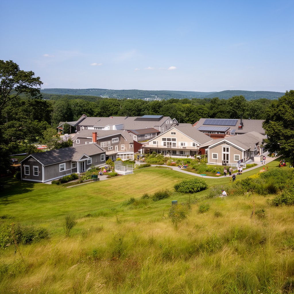 AI-generated illustration of Uplands Farm campus
