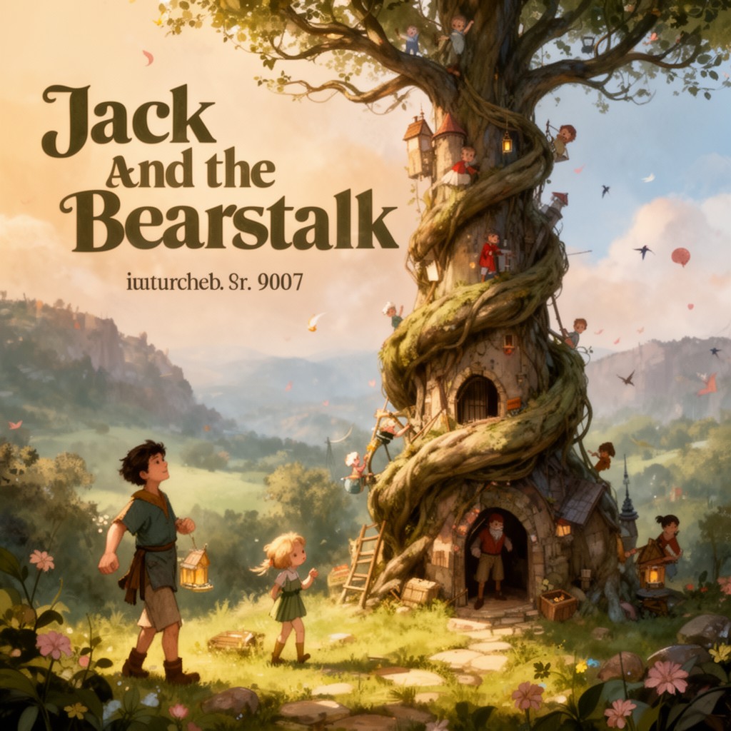 AI-generated illustration of Jack and the Beanstalk