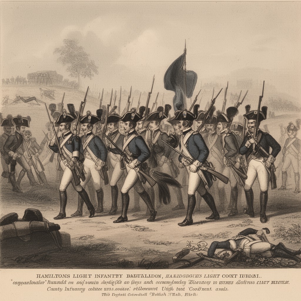 AI-generated illustration of Hamilton’s light infantry battalion
