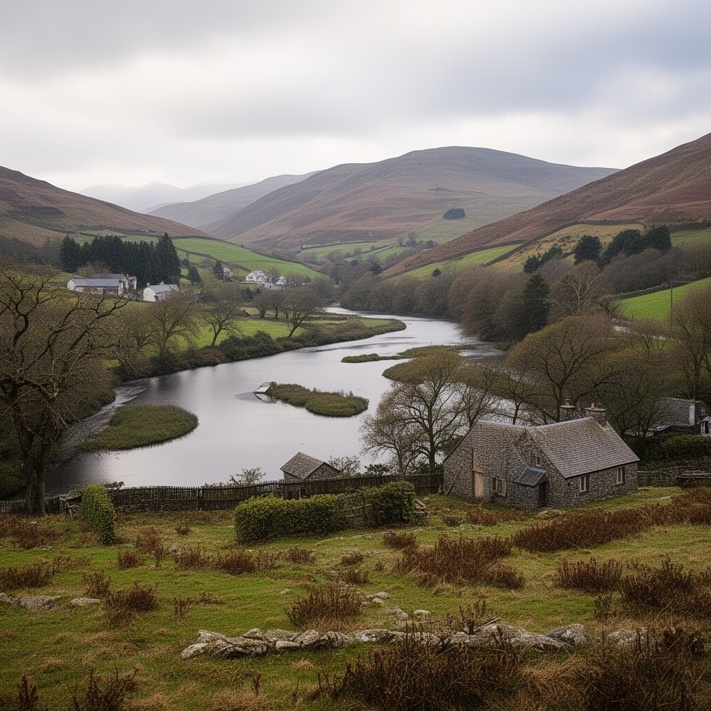 AI-generated illustration of Glenguin, Stirlingshire, Scotland