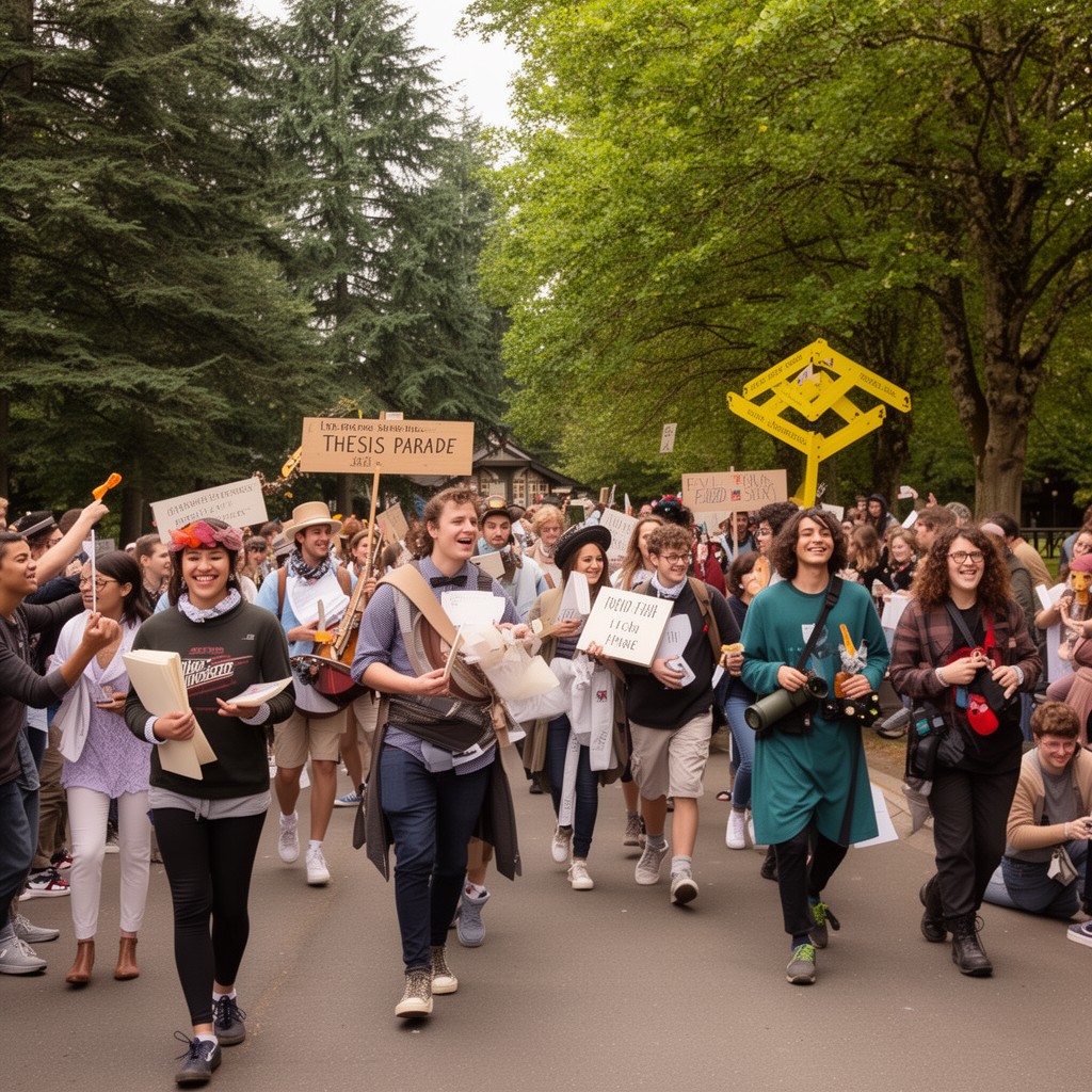 AI-generated illustration of Thesis Parade