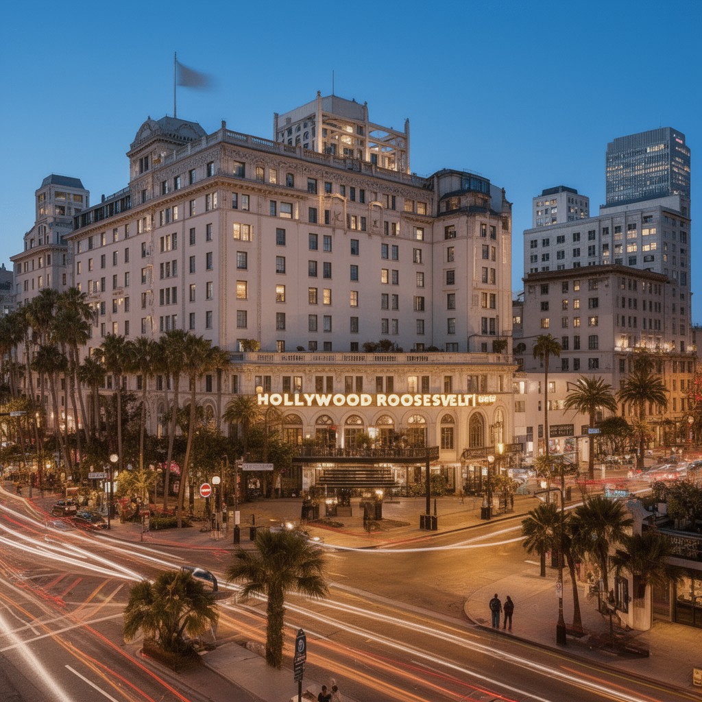 AI-generated illustration of Hollywood Roosevelt Hotel