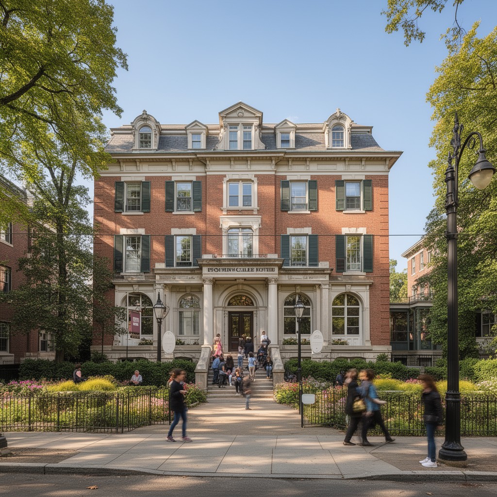 AI-generated illustration of Weeks House (Boston College Law School housing, historically)