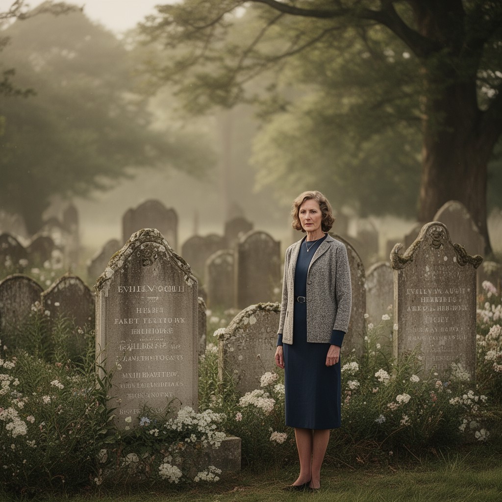 AI-generated illustration of Evelyn Waugh’s wife Laura Herbert (Herbert family grave)?