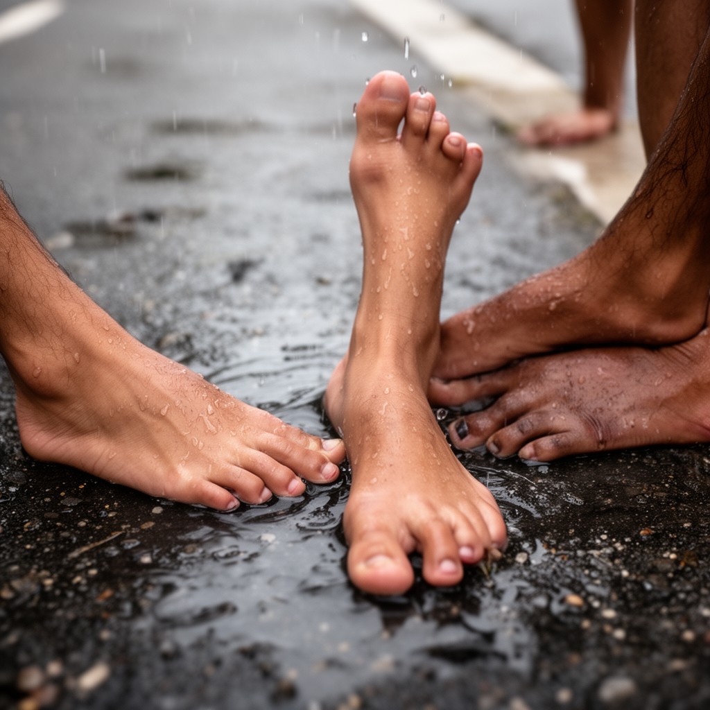 AI-generated illustration of wet feet, dry feet policy