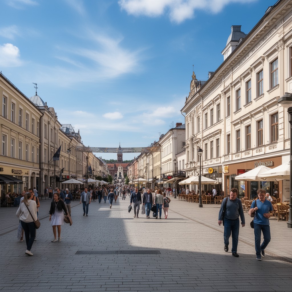 AI-generated illustration of Laisvės alėja
