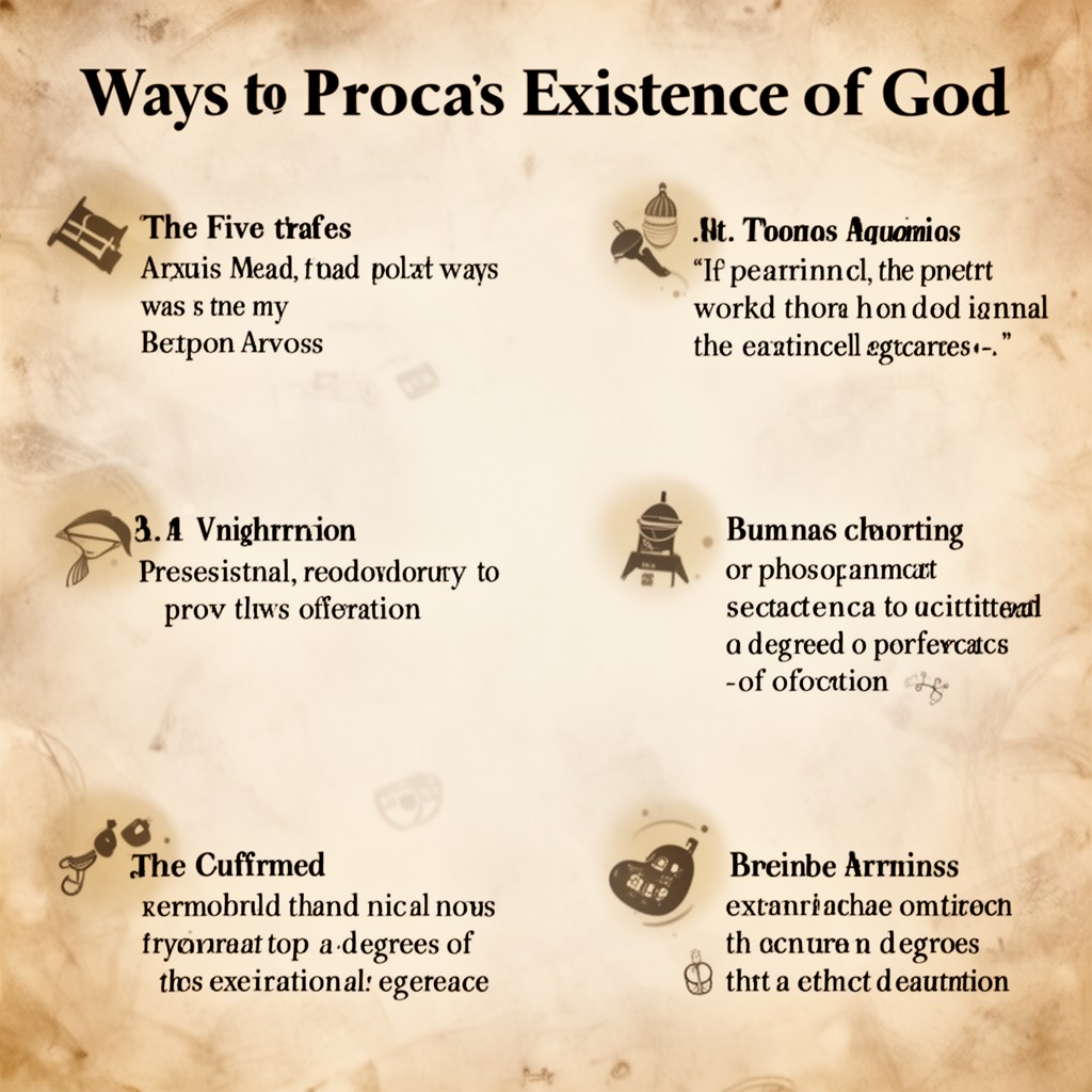 AI-generated illustration of five ways to prove the existence of God