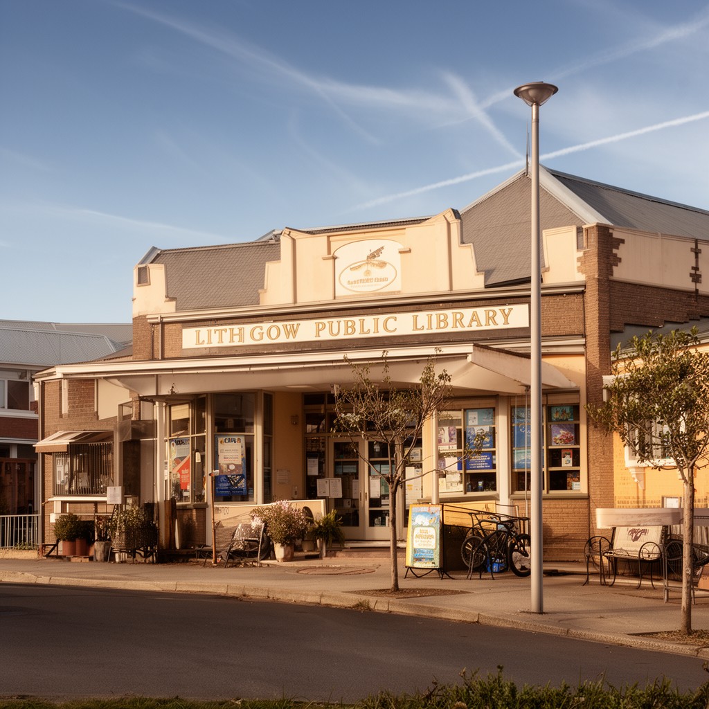 AI-generated illustration of Lithgow Public Library