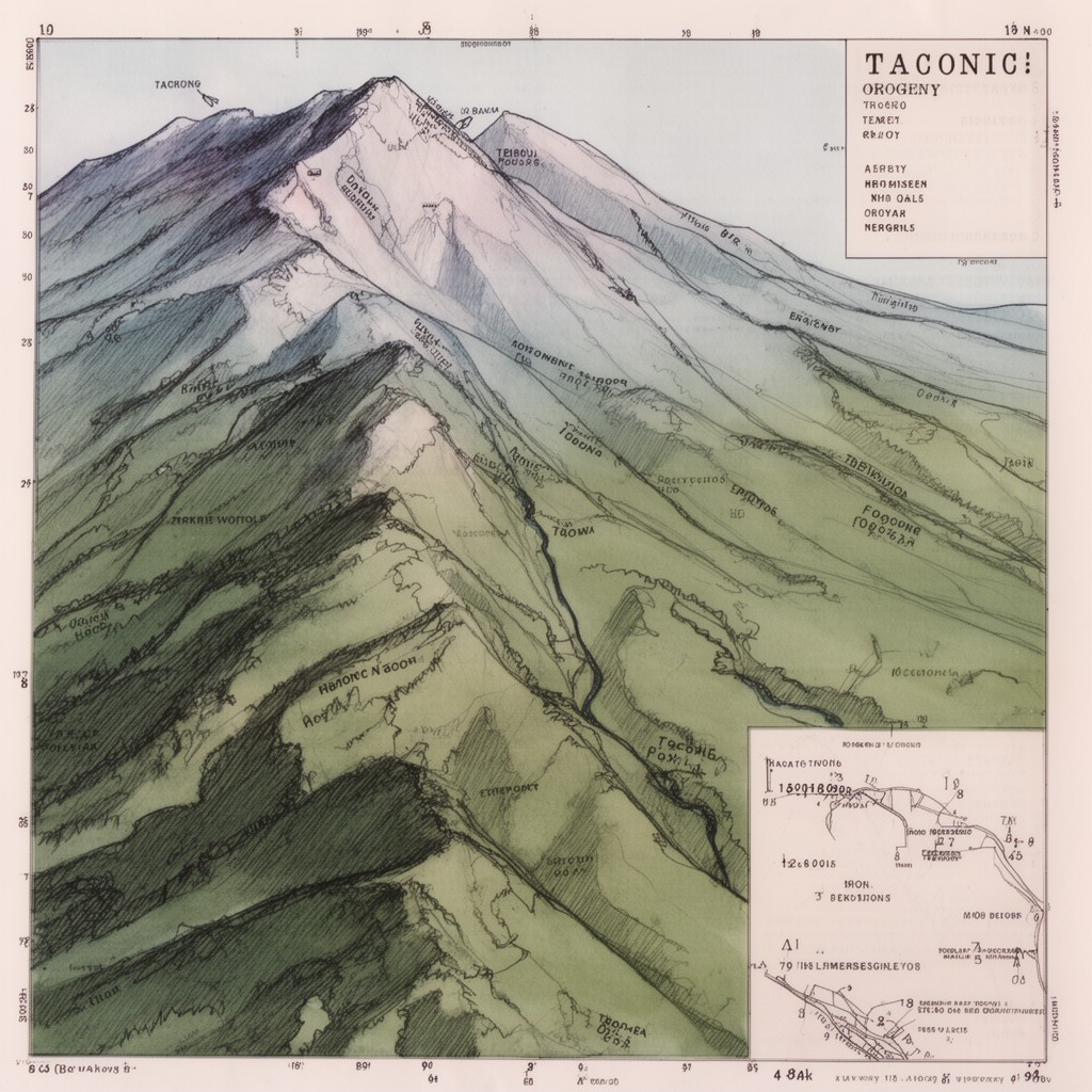 AI-generated illustration of Taconic orogeny