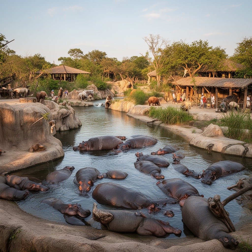AI-generated illustration of Zambezi River Hippo Camp