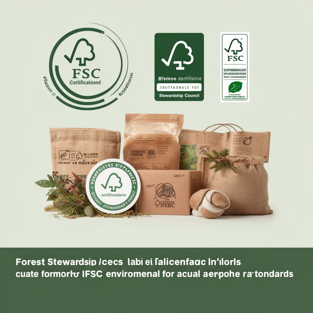 AI-generated illustration of Forest Stewardship Council (FSC) certifications on eligible products