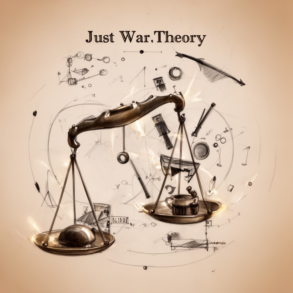 AI-generated illustration of just war theory