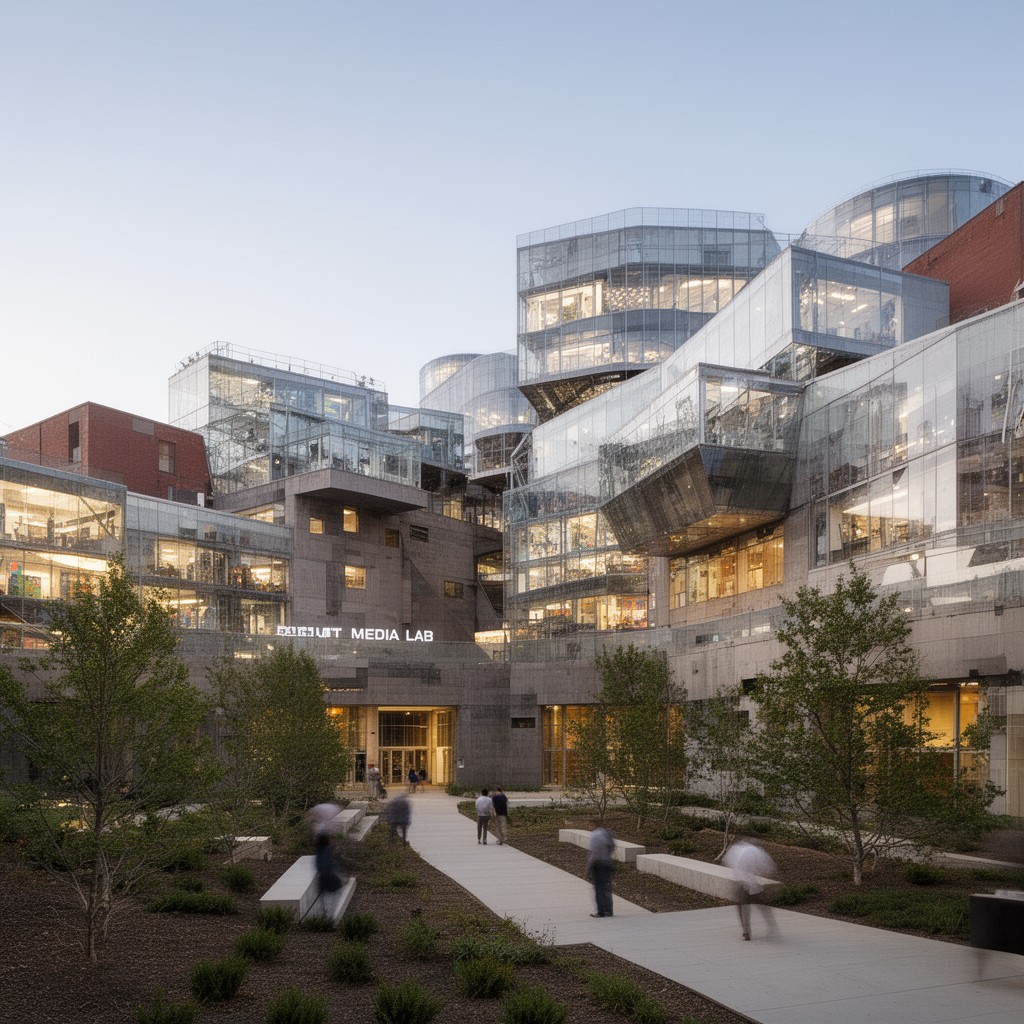 AI-generated illustration of MIT Media Lab complex