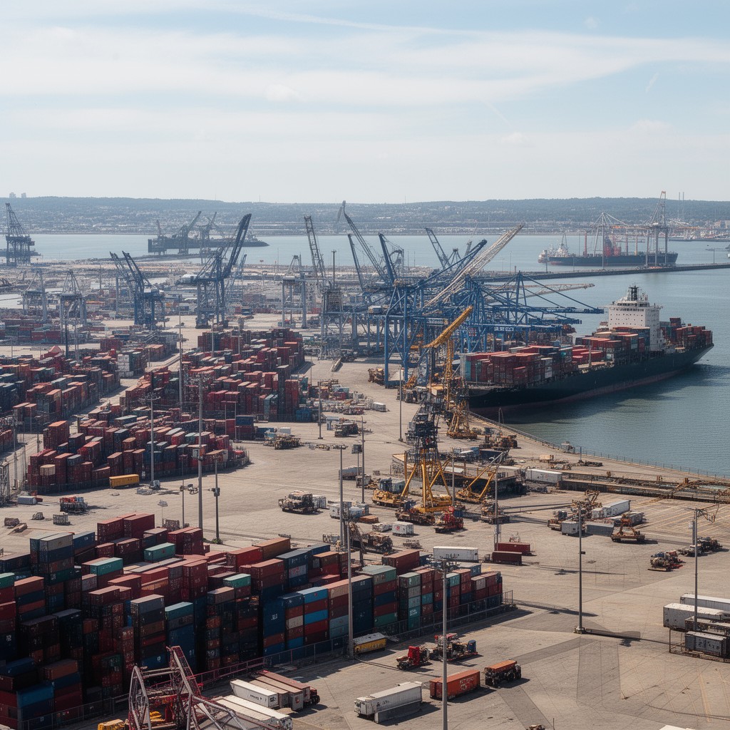 AI-generated illustration of Port Newark–Elizabeth Marine Terminal