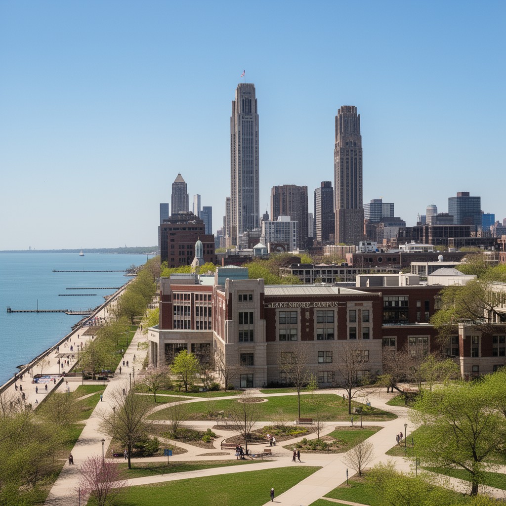 AI-generated illustration of Lake Shore Campus