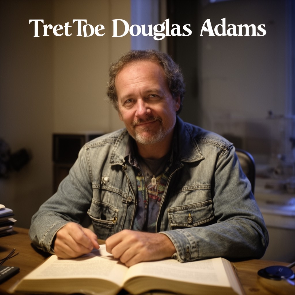 AI-generated illustration of Douglas Adams