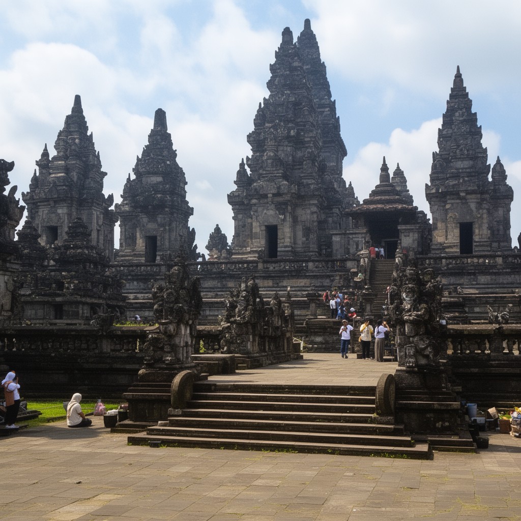AI-generated illustration of Sewu temple complex