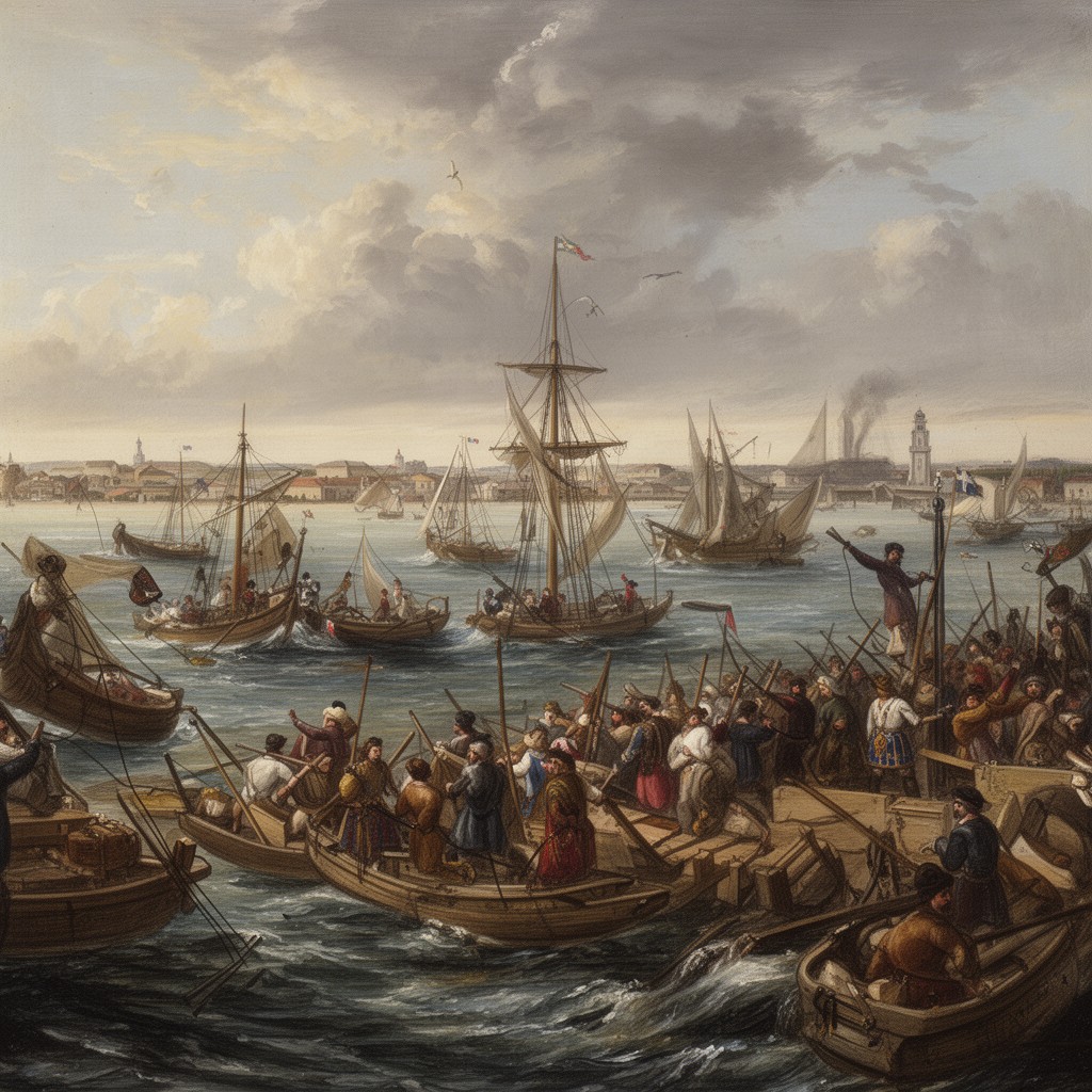 AI-generated illustration of Battle of Sandwich (1217)