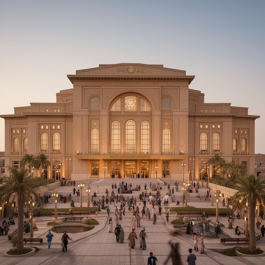 AI-generated illustration of Royal Opera House Muscat