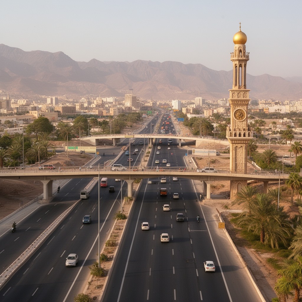AI-generated illustration of Sultan Qaboos Highway