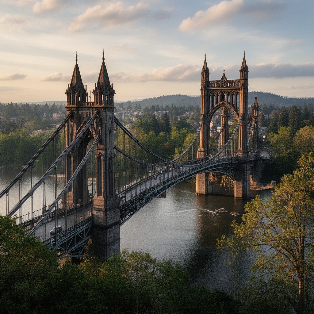 AI-generated illustration of St. Johns Bridge
