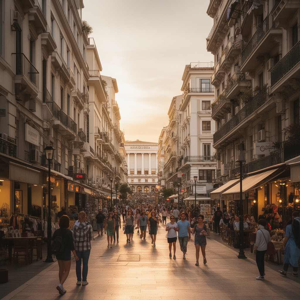 AI-generated illustration of Ermou Street