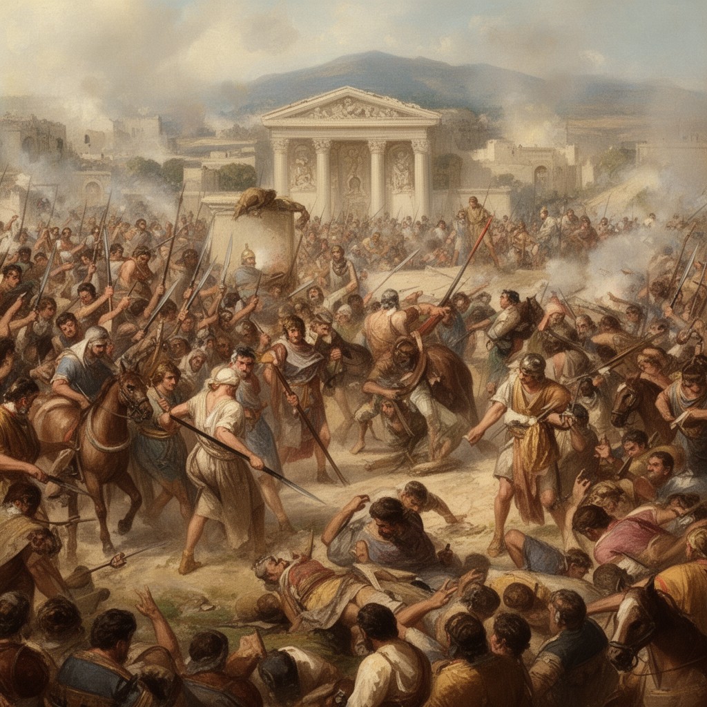 AI-generated illustration of Battle of Orchomenus (352 BCE)