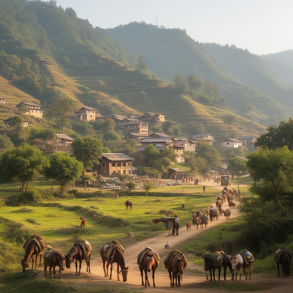 AI-generated illustration of Tea Horse Road