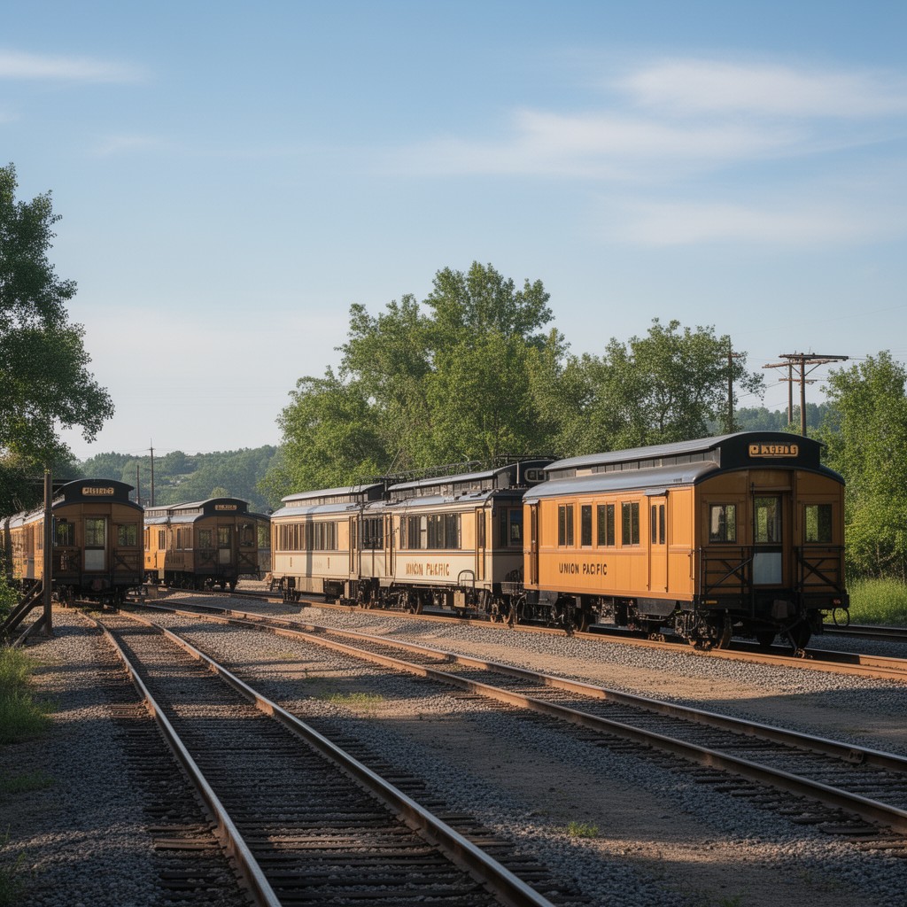 AI-generated illustration of Union Pacific inspection cars
