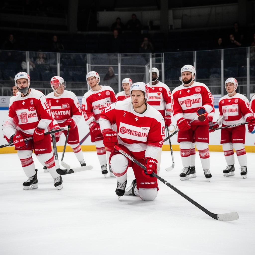 AI-generated illustration of Switzerland men's national ice hockey team
