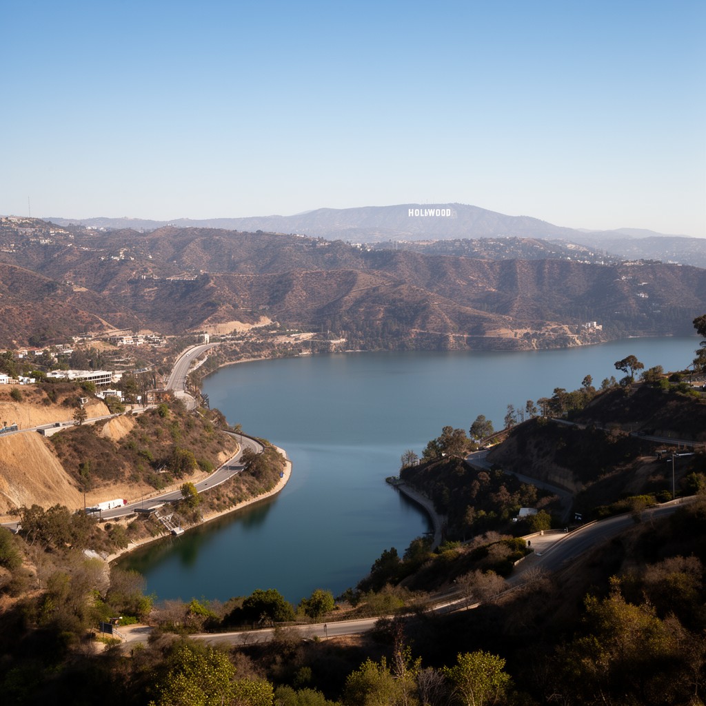 AI-generated illustration of Lake Hollywood Drive