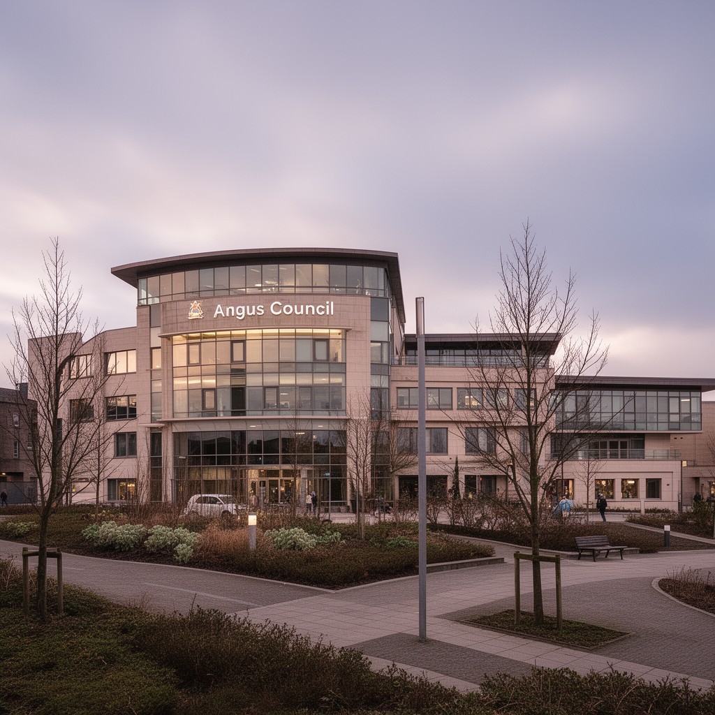 AI-generated illustration of Angus Council headquarters