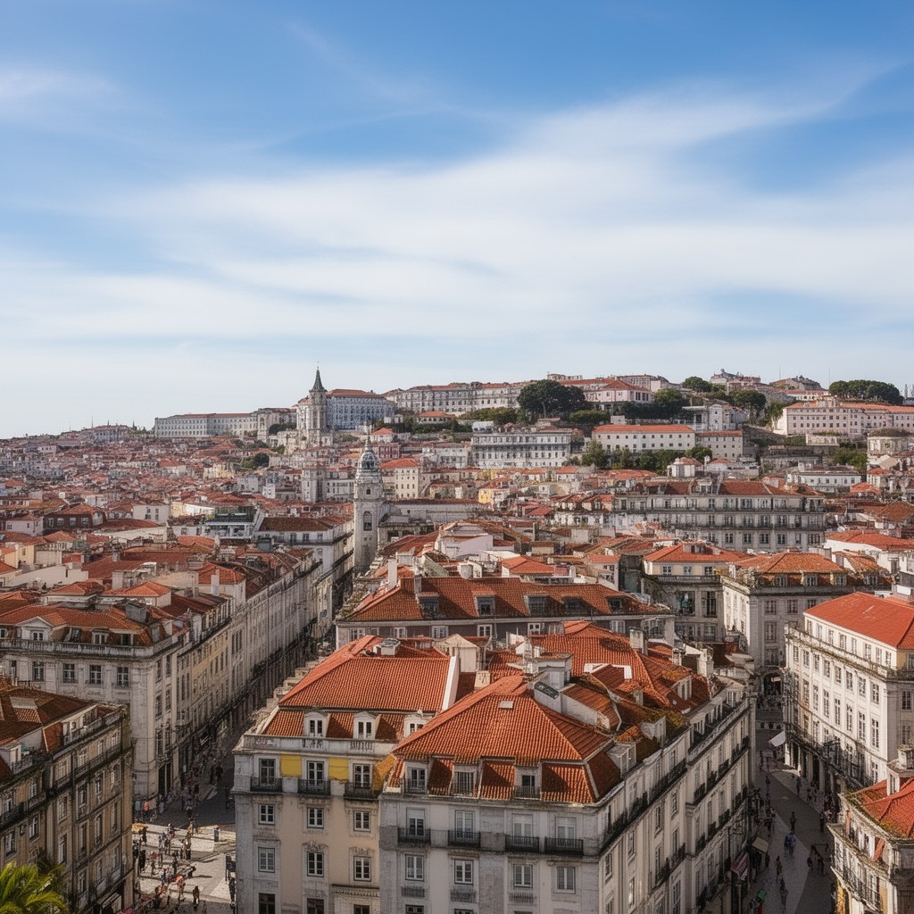 AI-generated illustration of Baixa Pombalina of Lisbon