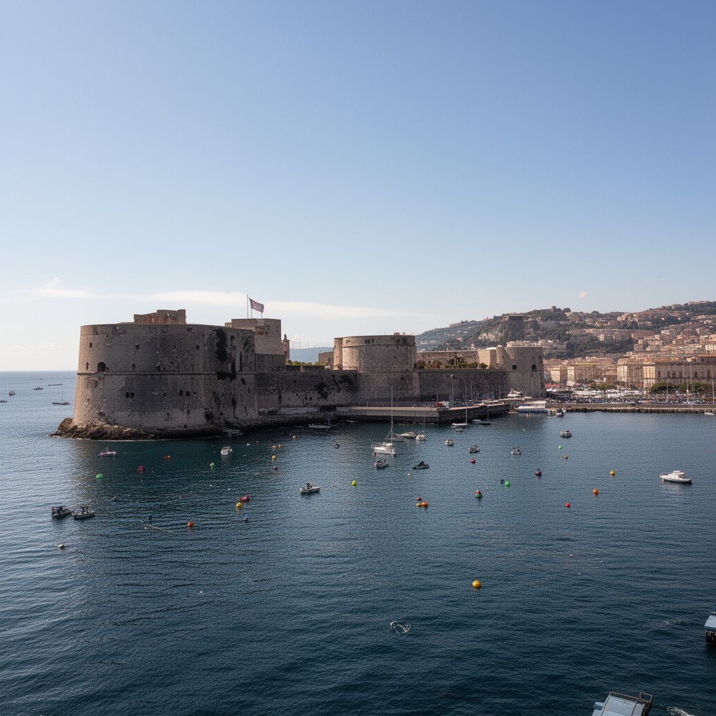 AI-generated illustration of Castel dell'Ovo