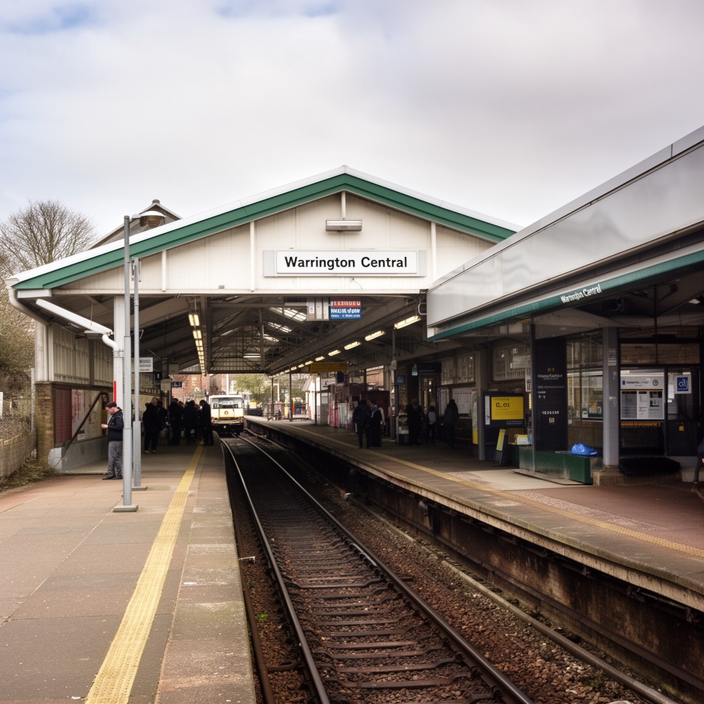 AI-generated illustration of Warrington Central railway station