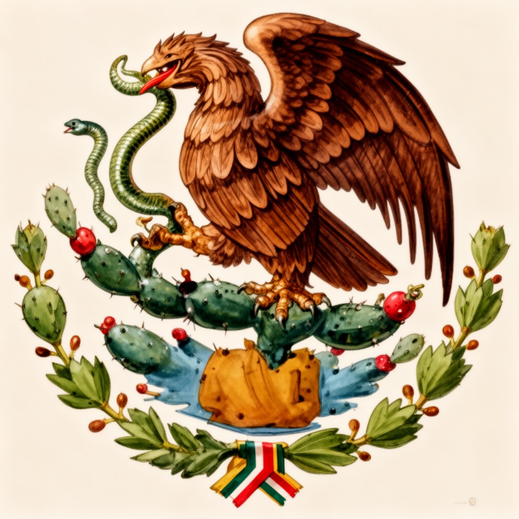 AI-generated illustration of Mexican national coat of arms