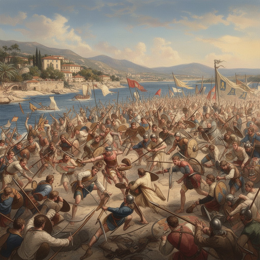 AI-generated illustration of Battle of Lechaeum