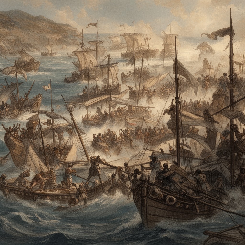 AI-generated illustration of Battle of Arginusae