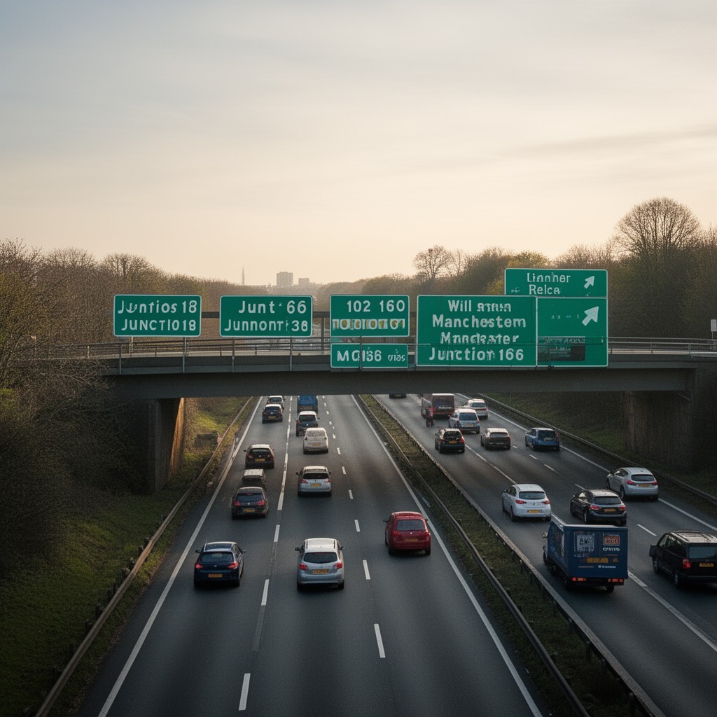 AI-generated illustration of Junction 18 of M60 motorway