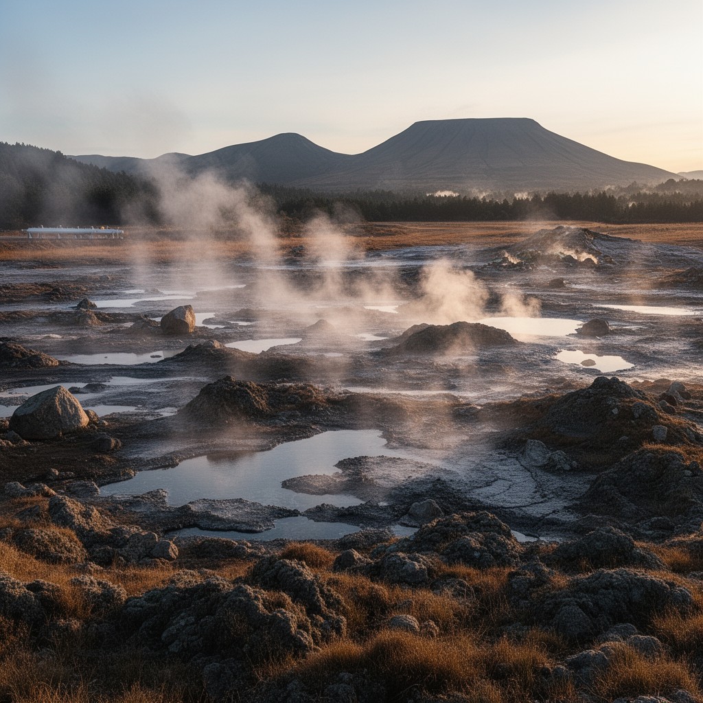 AI-generated illustration of Taupō geothermal area