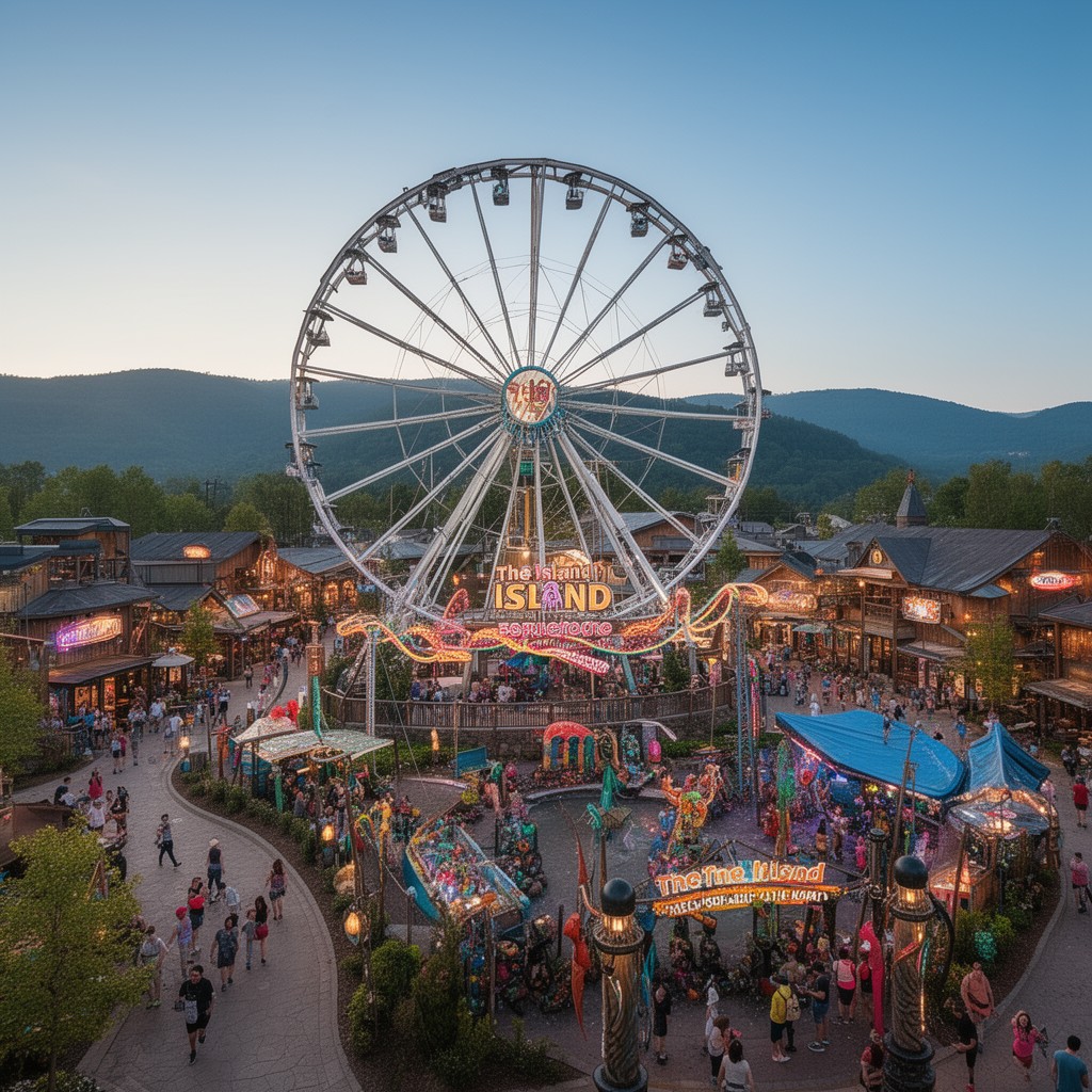 AI-generated illustration of The Island in Pigeon Forge